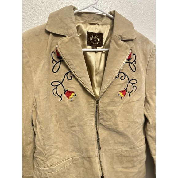 Jackets & Blazers - VTG Suede Leather Western Blazer Jacket Women Size M/L Floral Embroidered Boho